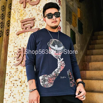 

Big Size Men's Wear Youth T Shirt Plus Fat Plus Obesity Top Long Sleeve Loose Autumn Awt83