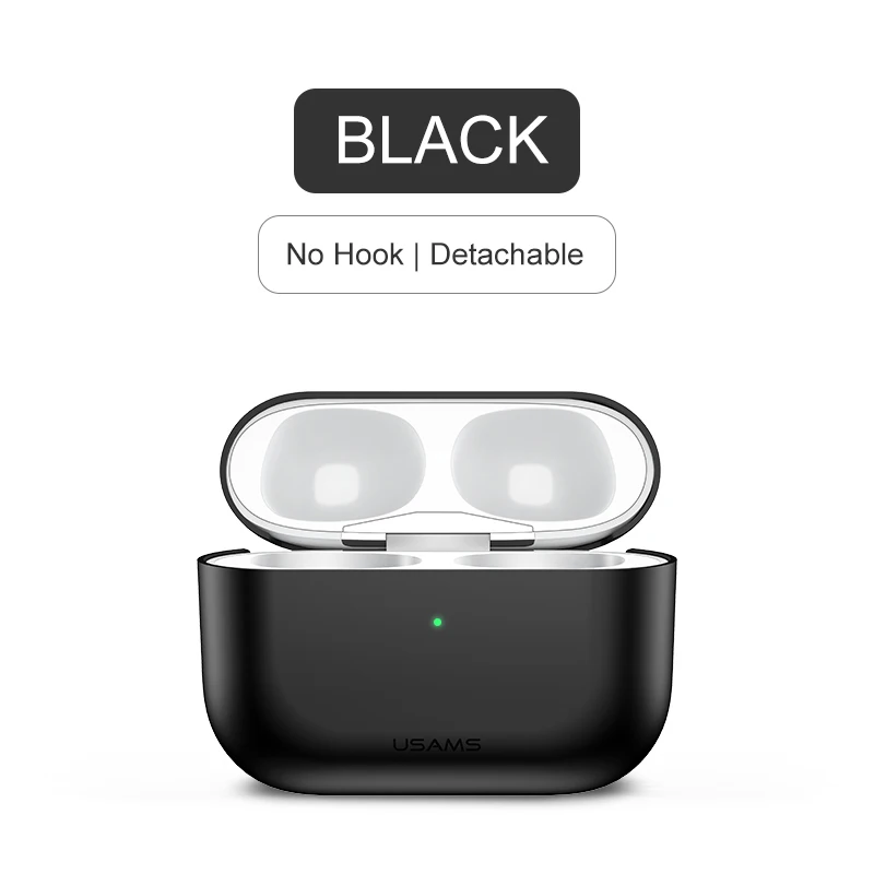Black Earphone Case For Apple AirPods pro liquid Silicone Cover USAMS Wireless Bluetooth Headphone Ultra-thin Air Pods pro Protective - Цвет: Black