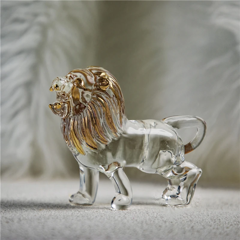 H&d Crystal Lion Figurines Miniatures Home Office Desktop Decoration