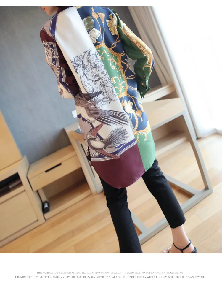 Рубашка с принтом Осень Женская Корейская рубашка средней длины с длинными рукавами плюс размер Топы геометрический воротник