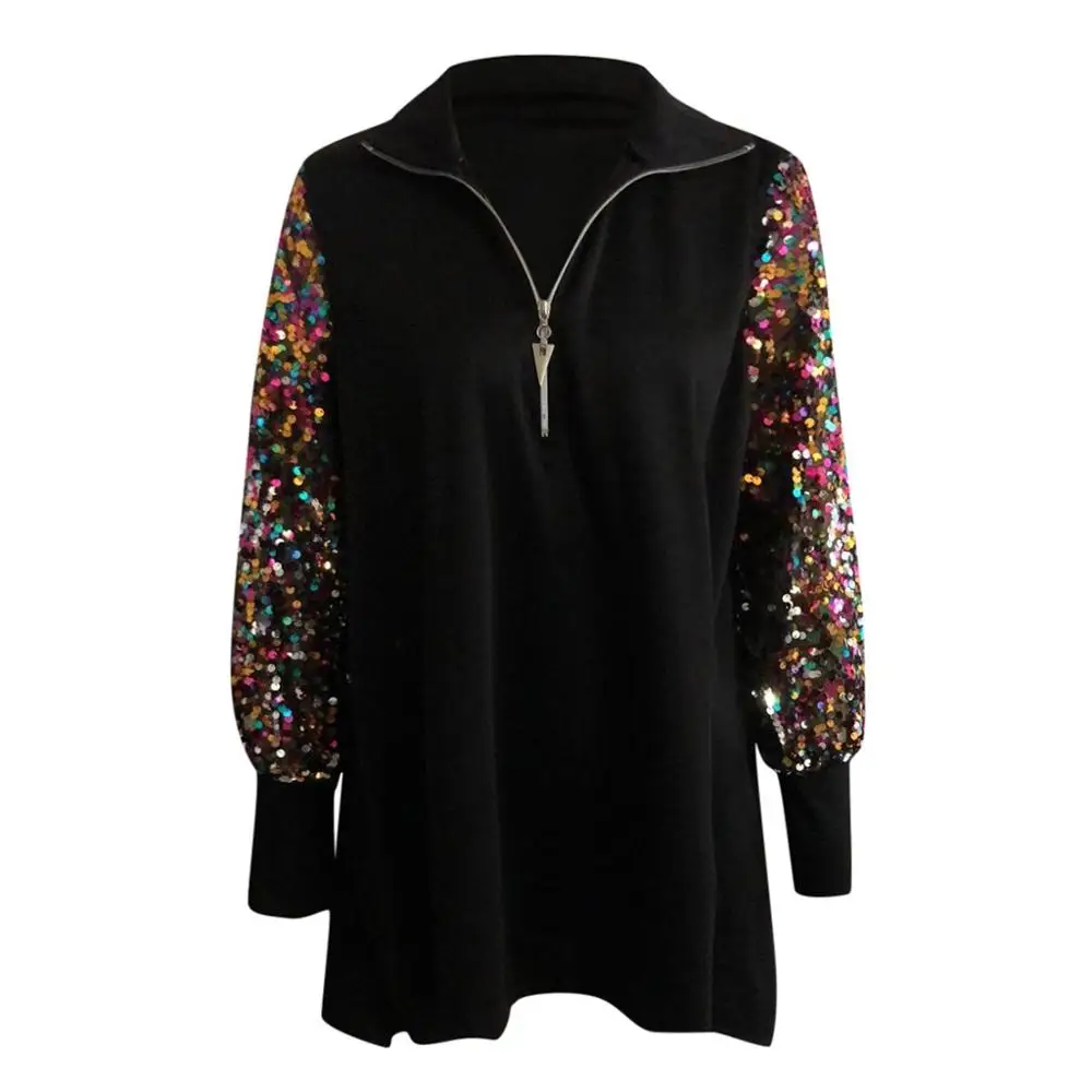 Женская Блестящая рубашка Blusas Mujer De блузка Moda с v образным вырезом и рукавом