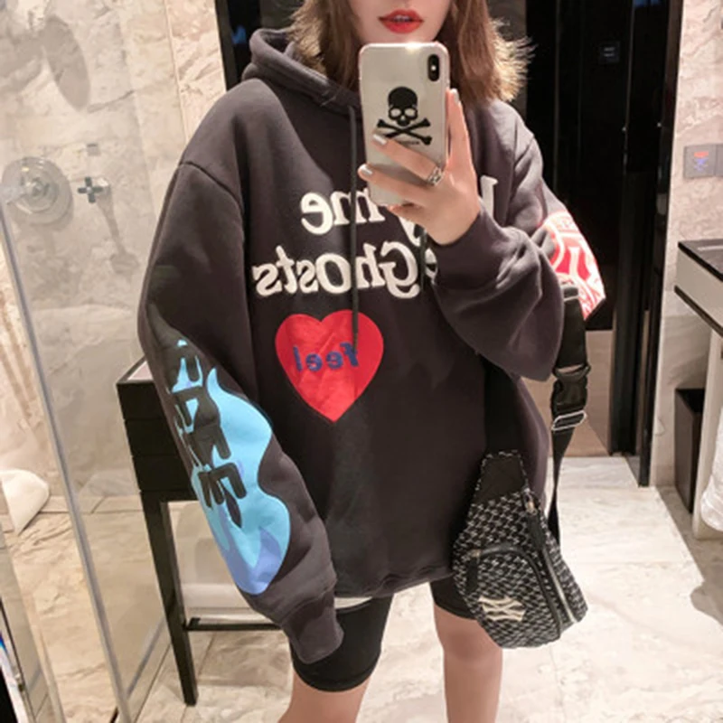 Sunwittafy Y2k Felpa con cappuccio da uomo e donna con scritta grafica e cerniera, motivo ragnatela grunge oversize, C-nero, Small