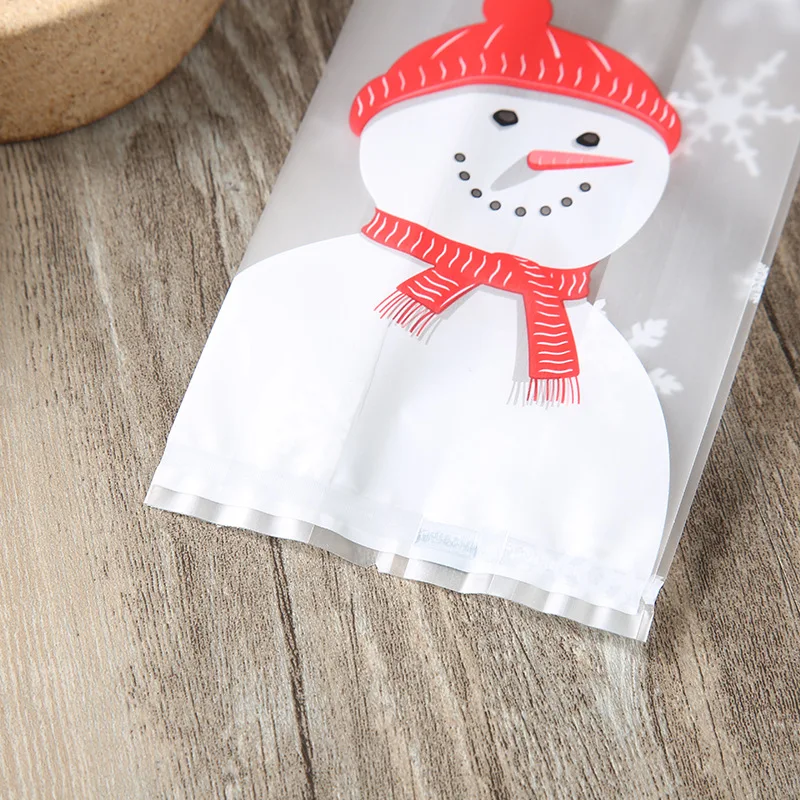 50 шт. Рождественский мешок Санта Клаус Снеговик целлофановый печенье карамельный подарок веселое рождественское печенье конфеты сумка