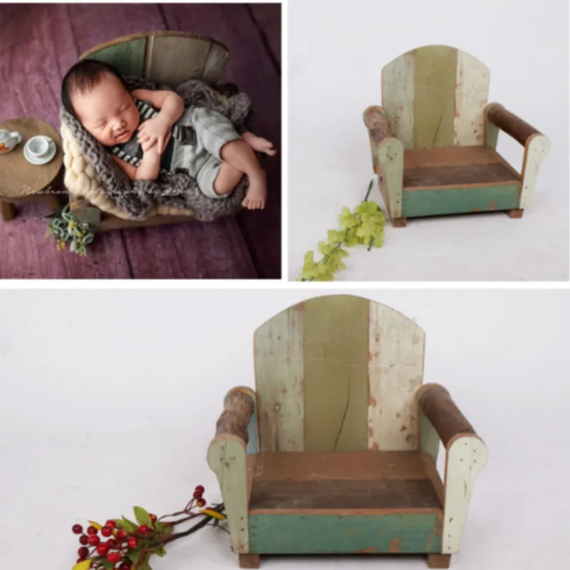 Baby Photography Props Wooden Photo Sofa Posing Props Infant Photo Shoot Accessories Do Old New Type Photo Arm-chair For Studio