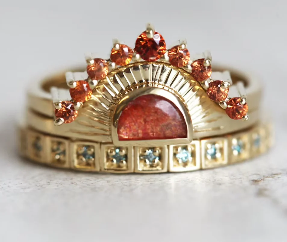 Фото 3 шт./компл. винтажный набор золотых колец для женщин богемный красный камень