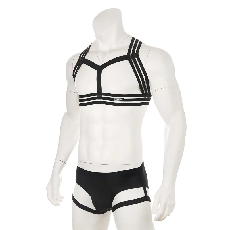 

CLEVER-MENMODE Sexy Chest Harness Briefs Sets Men Tops Thongs Underwear Clubwear Sexy Stage Straps Suits hombre Erotic Lingerie