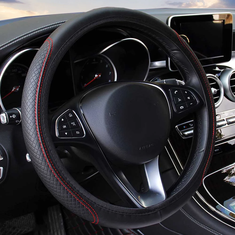 Steering wheel cover blue car fashion leather universal anti-skid accessory without inner ring