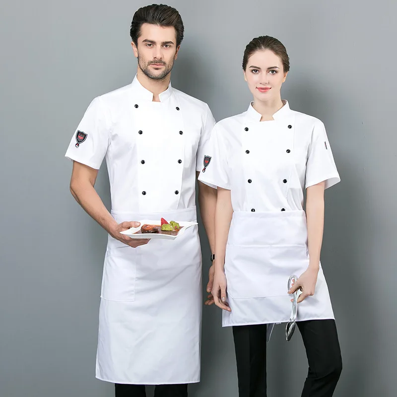 

Chef Uniforms Short Sleeved Men's Summer Hotel Restaurant Western Food Kitchen unform, Breathable Sweat Absorbing Chef Clothes.