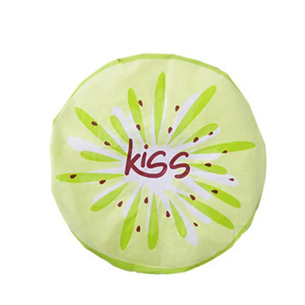 Kiwi Cute Cartoon Fruit Pattern Waterproof Shower Cap Resuable Lace Elastic Band Bath Hair Caps for Adults Women Kitchen Bathroom - Цвет: Kiwi