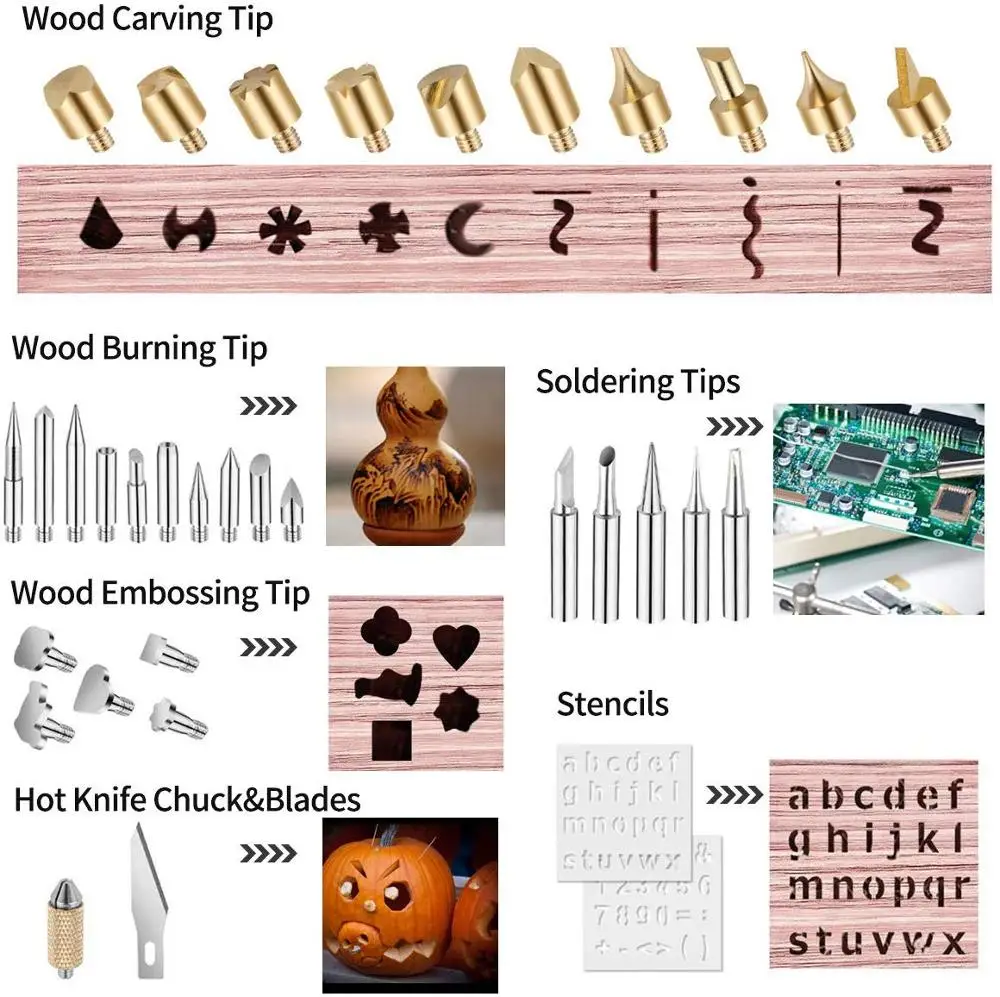 60w Adjustable Soldering Iron Carving Pyrography Tool Wood Embossing Burning  Solder Pen Set 30 in1 Welding Kit