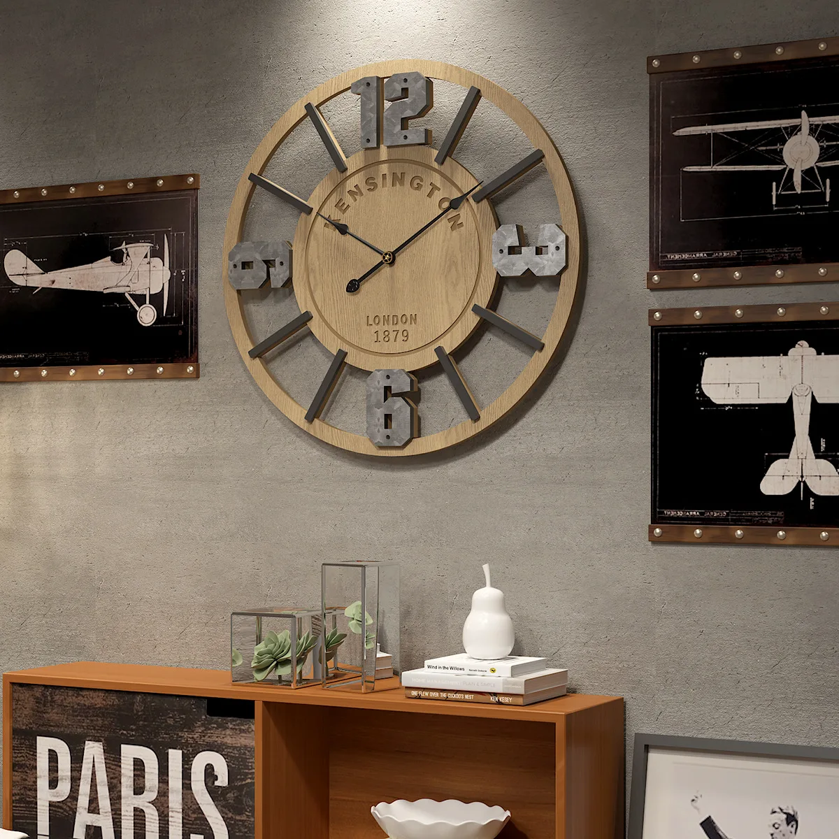 Large Wall Clock Oversized Wall Watch 3d Large Classic Vintage Wooden Wall Clocks Retro Luxury Art Big Wood Living Room 50cm Wall Clocks Aliexpress