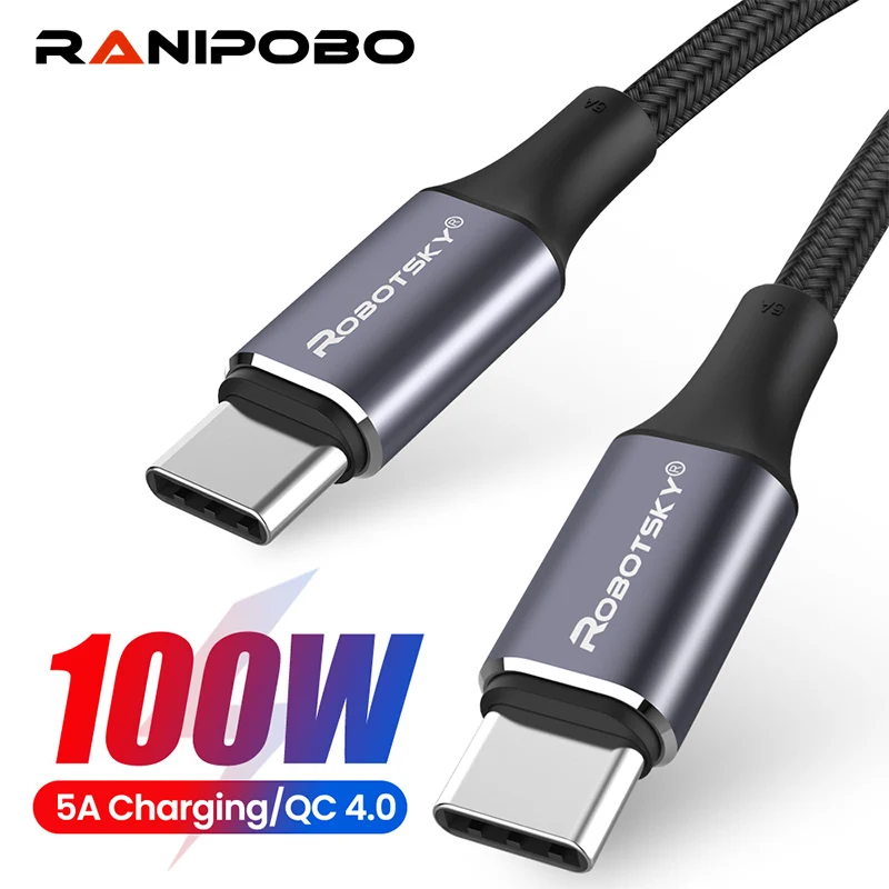 Кабель USB Type-C на 100 Вт шнур для быстрой зарядки Xiaomi mi 10 Pro Samsung S20 Macbook iPad | Мобильные