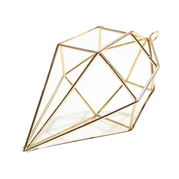 

Rustic Style Hanging Geometric Shape Country Style Independent Hanging Metal Flower Stand Flower Pot