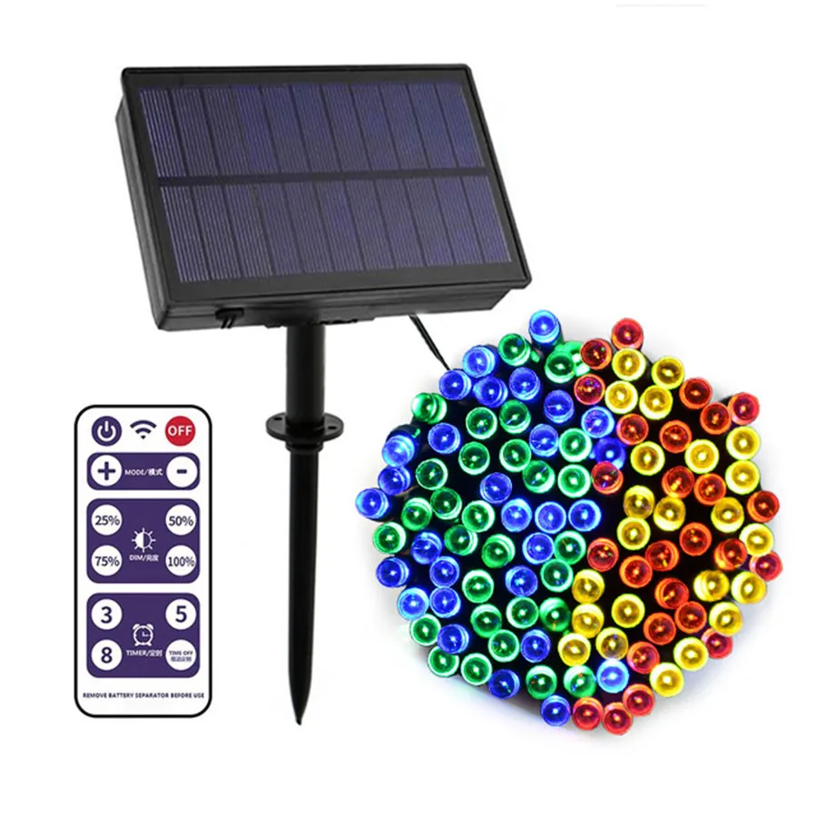 Solar 20M 30M 50M 500 Leds Christmas String Light Black Wire Waterproof Hanging Decoration &amp Remote Controller for Garden Roofs | Лампы и