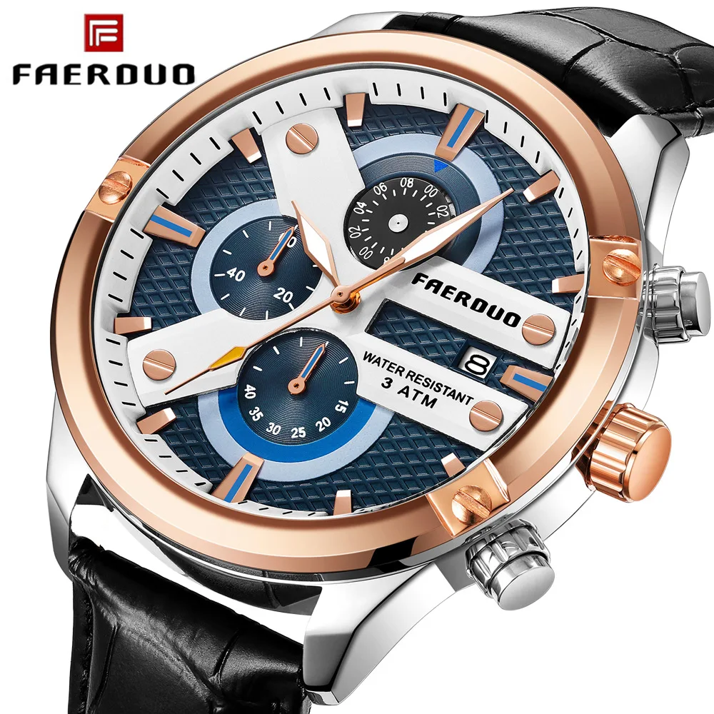 

Multi-functional Cool Watch Waterproof Quartz Watch Multi-functional Movement Business Men's Watch F8275
