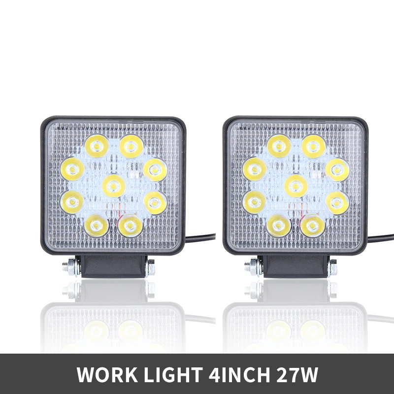 

Car Light 4inch 9LED 27W Work Light 12V 24V Car LED Spotlight Square Round Auto Truck Off Road Ledbar Offroad Auto Accessories