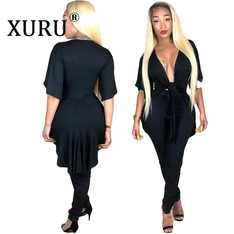 XURU размера плюс Xxxl женские рубашки-поло хлопок короткий рукав сексуальный ласточкин хвост кабель галстук проданный Топ