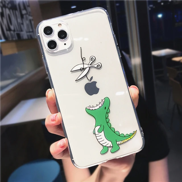 Cute Cartoon Animal Giraffe Clear Phone Case For iPhone 13 Pro Max 12 Mini 11 X XS XR 7 8 Plus 6s Couple Transparent Soft Cover dinosaur