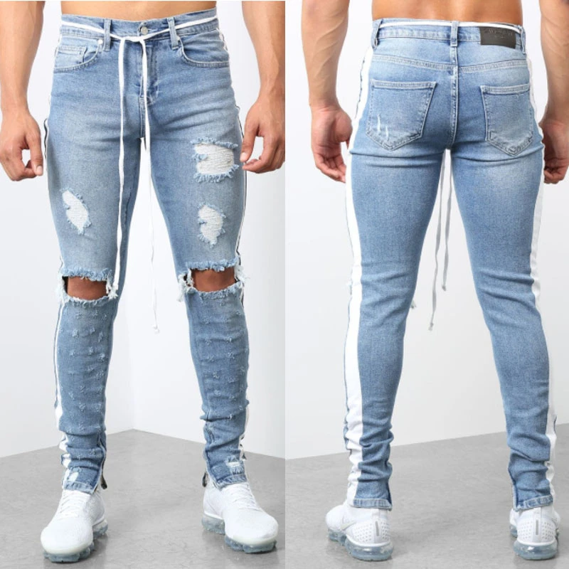 men jeans with side strip