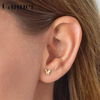 

925 Sterling Silver Butterfly Stud Earrings for Women Gold Silver Color Ear Jewelry Hypoallergenic Earring Tiny Fashion Earrings