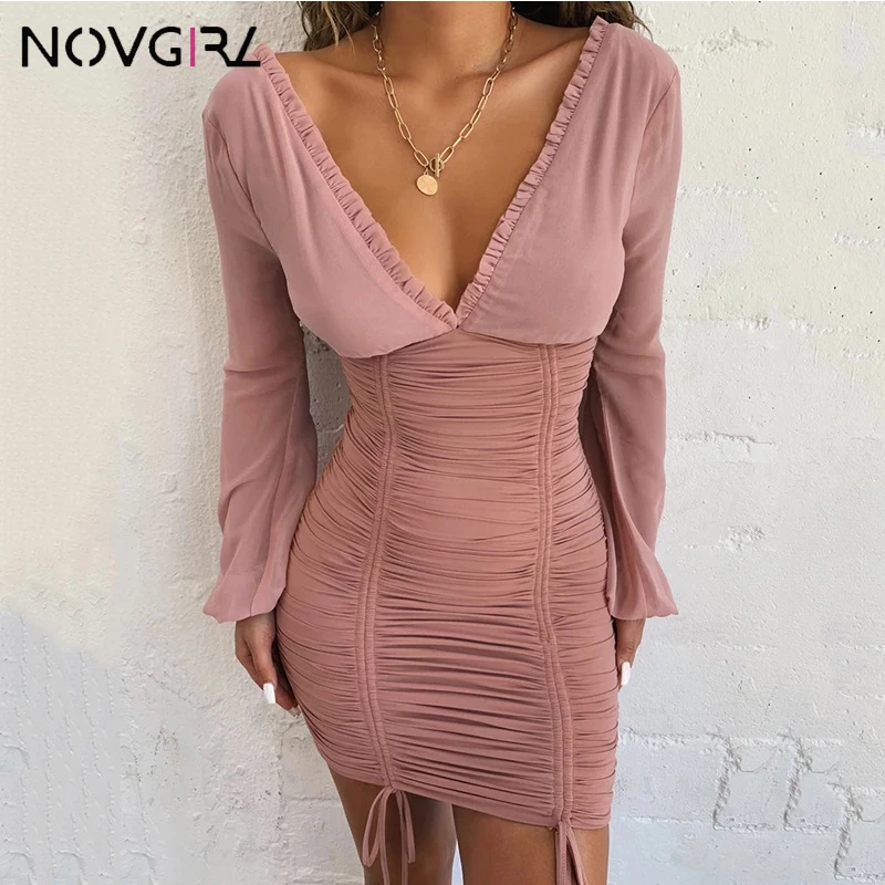 Novgirl/осеннее шифоновое платье для женщин коллекция 2019 года Плиссированное