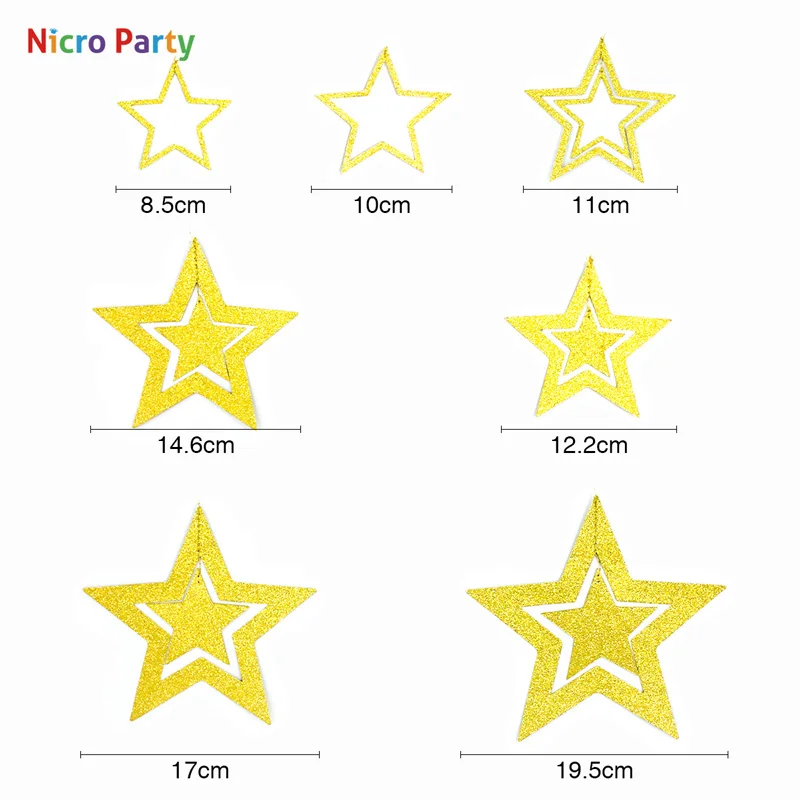 Nicro 5 цветов 7 шт./компл. гирлянда из звездочек полые 3D Навидад noel украшения Xmas Tree Декор# PG78