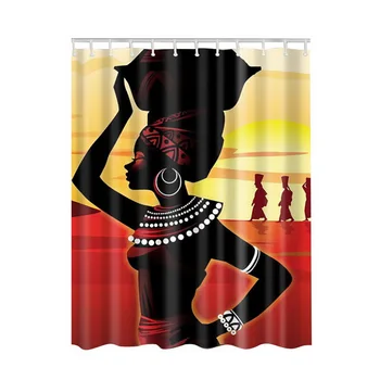 

New Shower Curtains Waterproof Beach Shells /African Woman Bathroom Bath Curtain 2 Colors
