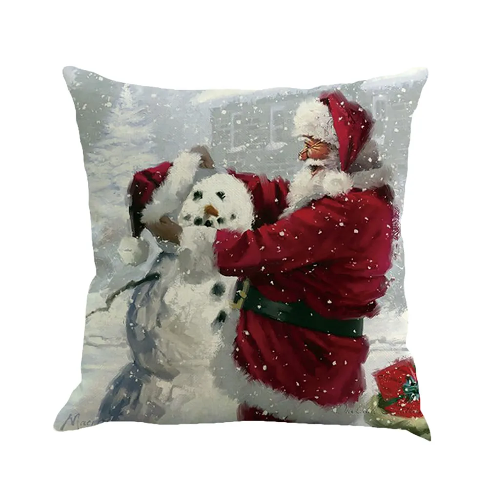 Рождественский чехол для подушки с рождественским принтом, окрашенный диван-кровать, домашний декор, наволочка для подушки, наволочка для домашнего декора