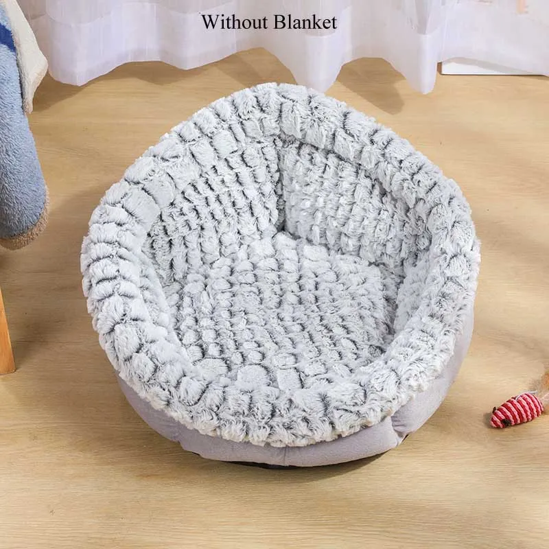 Soft Round Dog Sleeper Nest Bed House Breathable Cat Rest Lounger Sofa Puppy Pads Pets Mattress - Цвет: Grey B(no blanket)