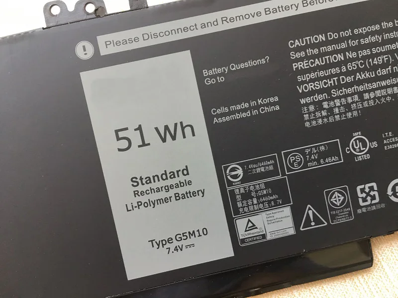 SupStone 51WH G5M10 8V5GX Аккумулятор для ноутбука Dell Latitude E5250 E5450 E5470 E5550 E5570 R9XM9 WYJC2 1KY05 7,4 V