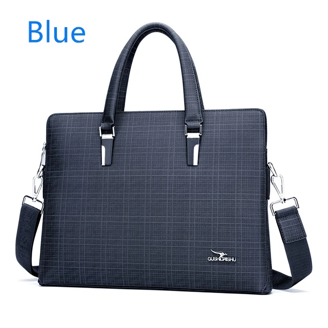Blue Мужской кошелек, деловой портфель, мужская кожаная сумка для ноутбука, брендовая мужская сумка на плечо, водонепроницаемая сумка на плечо, сумка-мессенджер - Цвет: Blue