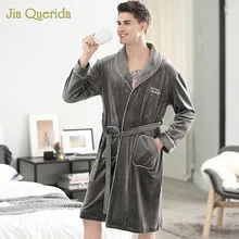 Вельветовый коралловый халат, Зимняя мужская пижама, бархатное теплое с длинными рукавами бархатный халат, бархатная Домашняя одежда, халат, кимоно