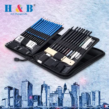 

H&B 40Pcs Sketch Pencils Set Artists Drawing Kit in Pencil Case With Pencil Sharpener Art Supplies for Student Painter Beginner
