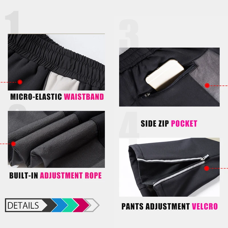QUESHARK Men Women Thicked Warm Fleece Cycling Pants Windproof Waterproof MTB Road Bike Bicycle Camping Trekking Trousers