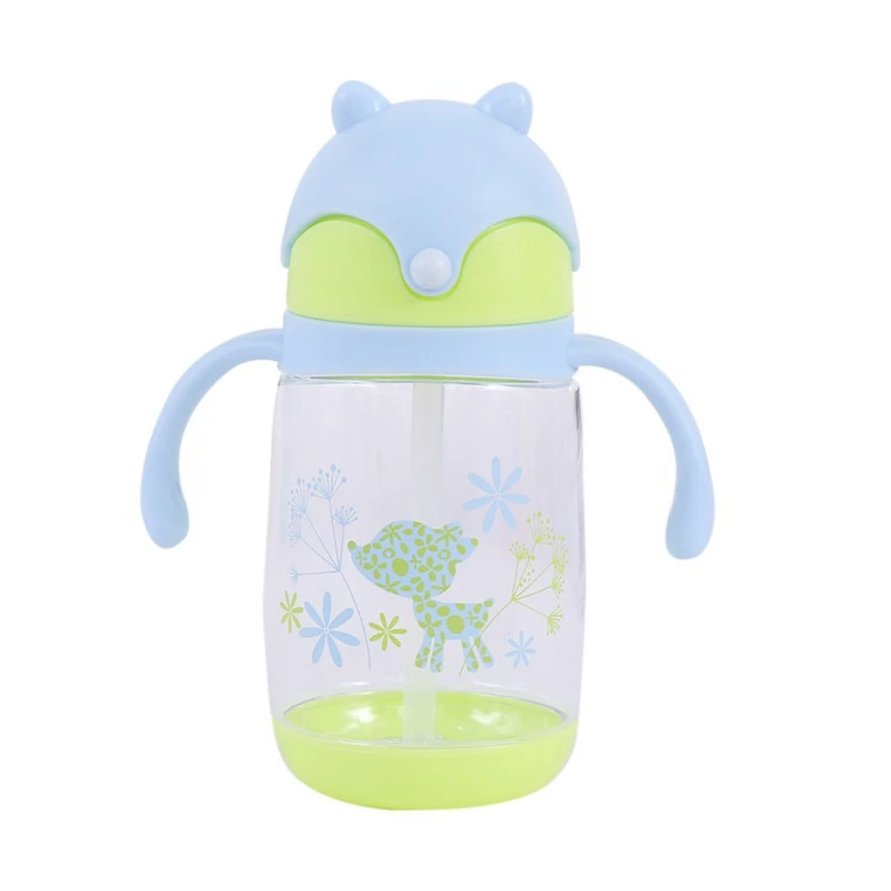 Bottle Drinking Water Straw Kids Cartoon Cute Water Bottles Feeding Supplies Portable Sports Bottle Drink Cup 300ML
