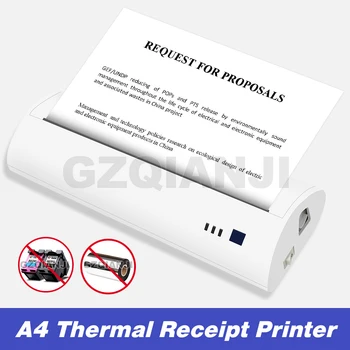 

A4 Portable Bluetooth thermal Printer Mobile A4 printer Support PDF Documents photos ios android PC USB Port Built-in Battery