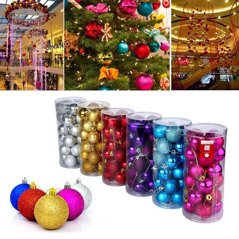 Christmas Ball Ornaments 24Pcs 2'' New Christmas Tree Xmas Ball Decoration Baubles Party Hanging Ornament