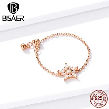 

Starfish Rings BISAER 925 Sterling Silver Ocean Starfish Chain Finger Rings for Women Sterling Silver Jewelry anel EFR082