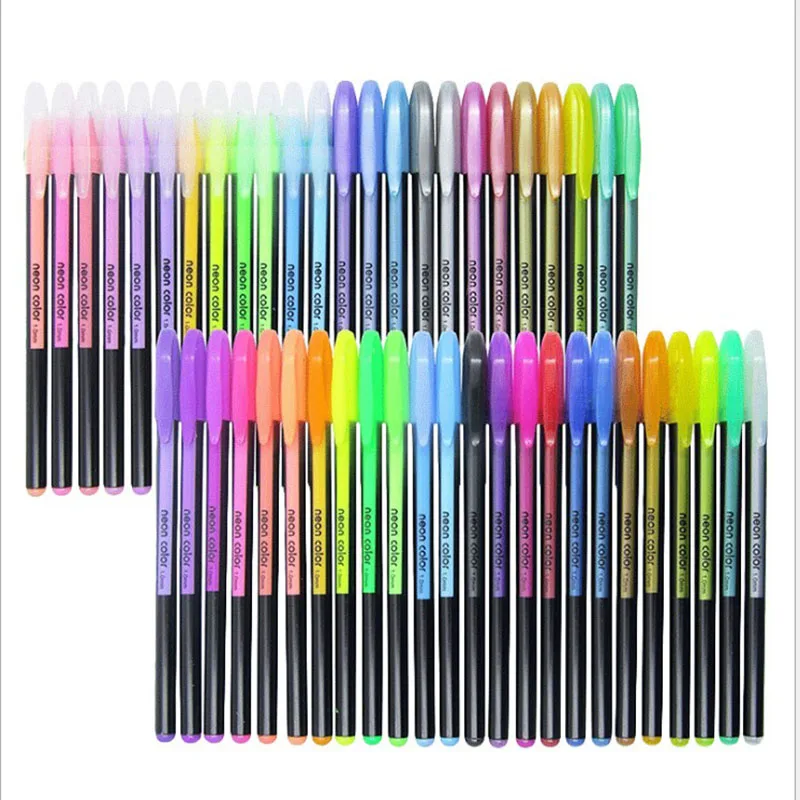 12 цветов 1,0 мм гелевые ручки набор для металлических/пастельных неоновых для блестящих эскизов рисунок цветная ручка манга школьные маркеры канцелярские принадлежности