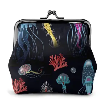 

OLN Coin Purse Women Lady Small Wallet Jellyfish Corals Seaweed Hasp Purse Card Holder Purses