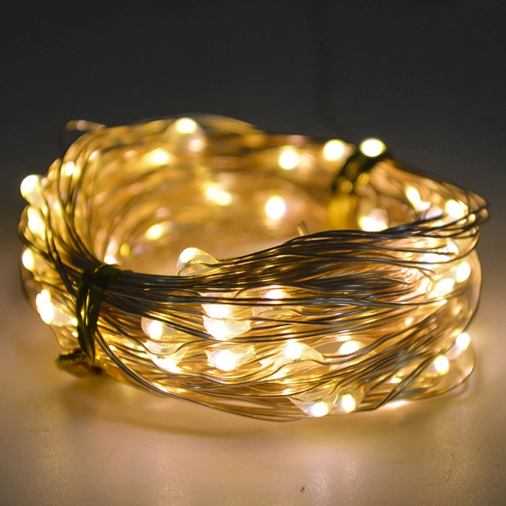 Solar 100LEDs Light Outdoor Garden Wedding Waterproof Wire Lamp Decor Lights Christmas Garland Stringed Light For Wedding Garde