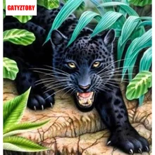 GATYZTORY 3D Алмазная живопись полный квадратный фото на заказ смолы картина холст стены Искусство Плакат подарок гостиная DIY Леопард