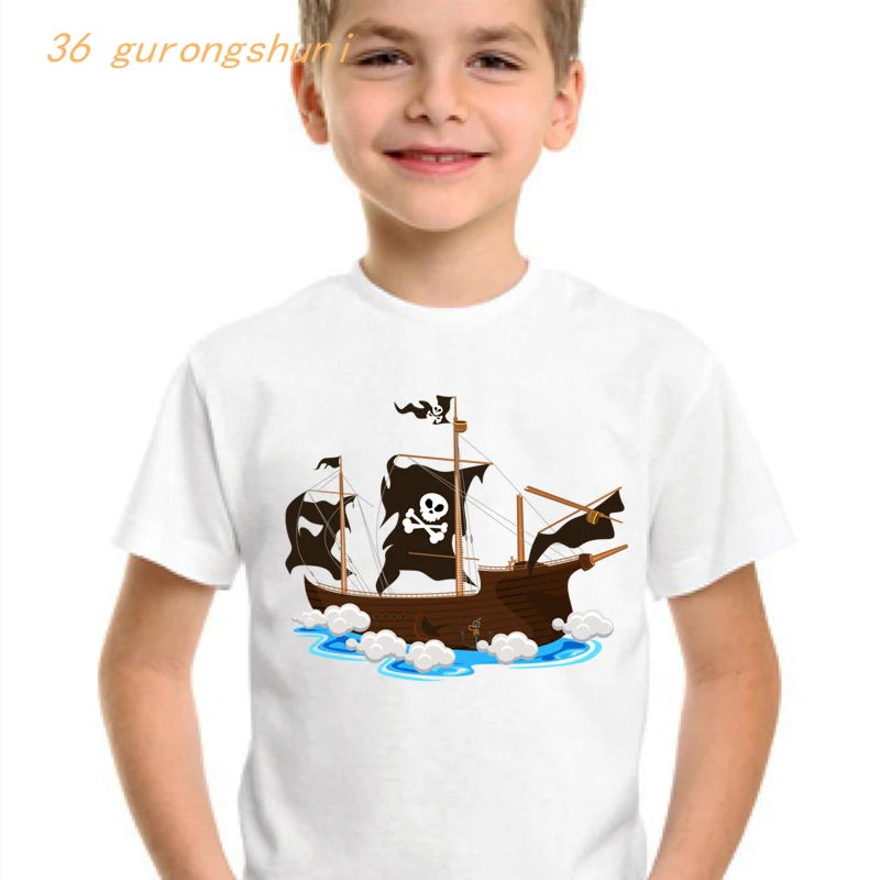 funny cartoon pirate t shirt for girls tshirt boy tops girl t-shirt children clothing kids clothes boys anime graphic t shirts t-shirt for kid girl Tops & Tees