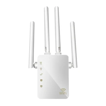 

Wireless 2.4G / 5G Wifi Repeater Dual Band AC 1200Mbps 4 High Antennas Bridge Signal Amplifier Wired Router Wi-Fi Access EU Plug