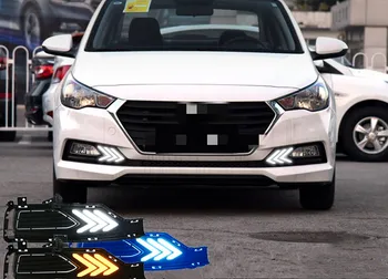 

Fast delivery Led daytime running lights+moving turn signal+blue night mode+remote control for hyundai verna