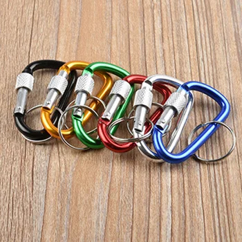

5pc 10pc Random Color Aluminum Key Ring Bottle Hook D Shape Carabiner Spring Snap Clip Hooks Mountaineering Buckle Keychain