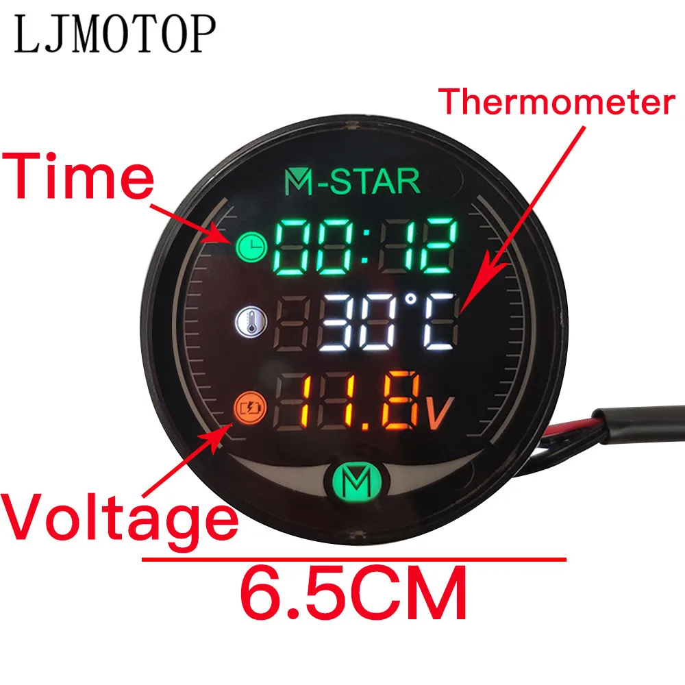 Вольтметр для мотоциклов часы термометр измеритель с цифровым дисплеем Калибр датчик для Honda гром Cb190r Cbr250r Yamaha Fz1 Fz6 Ybr 125