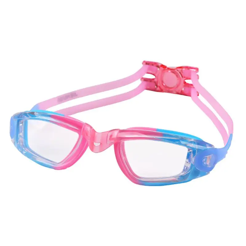 Pink and Blue Детские очки для плавания, водонепроницаемые, противотуманные, устойчивые к ультрафиолетовому излучению очки для плавания, эластичный пояс, Мягкая силиконовая подушечка - Цвет: Pink and Blue