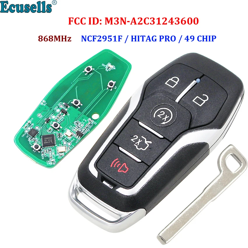 4 + 1/5 кнопка дистанционного ключа fob 868 МГц для Ford Mustang Fusion aurus F-450 F-150 Explorer Edge Mondeo |