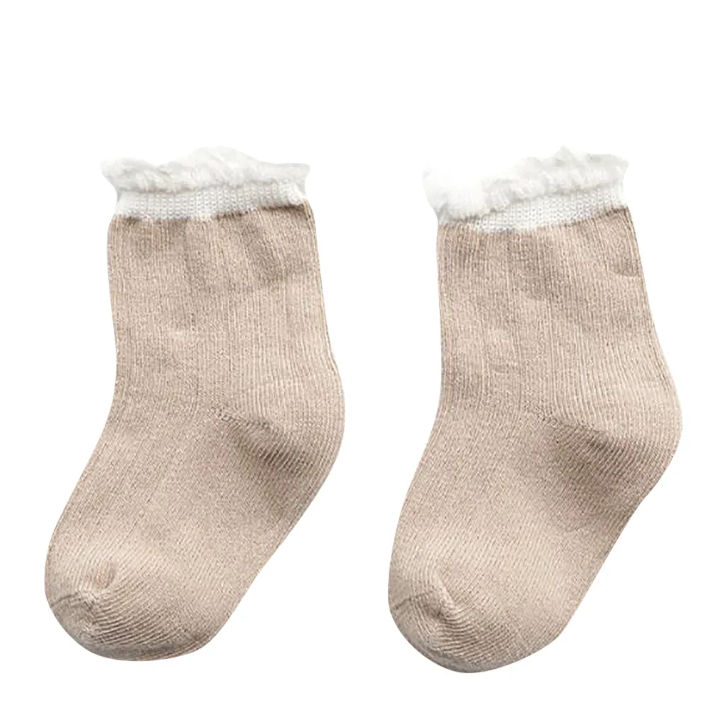 Коллекция года, носки для малышей однотонные зимние теплые носки для новорожденных, высококачественные детские носки с пышными краями для маленьких мальчиков и девочек Recien Nacido